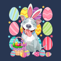 Cute Pitbull Easter Bunny Ear Colorful Easter Egg  Ladies Denim Jacket | Artistshot