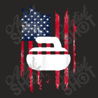 Curling Novelty Usa Flag Curling Stone Ladies Fitted T-shirt | Artistshot