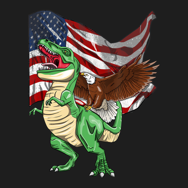 Bald Eagle Riding T Rex Dinosaur American Flag Pat Classic T-shirt | Artistshot