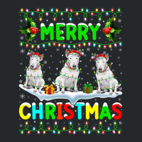 Xmas Lighting Santa Hat Merry Christmas Bull Terri Crewneck Sweatshirt | Artistshot