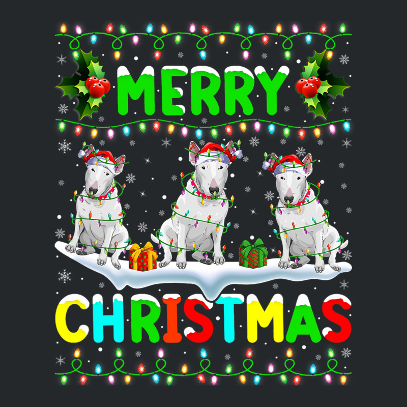 Xmas Lighting Santa Hat Merry Christmas Bull Terri Crewneck Sweatshirt by kerrmanthez | Artistshot