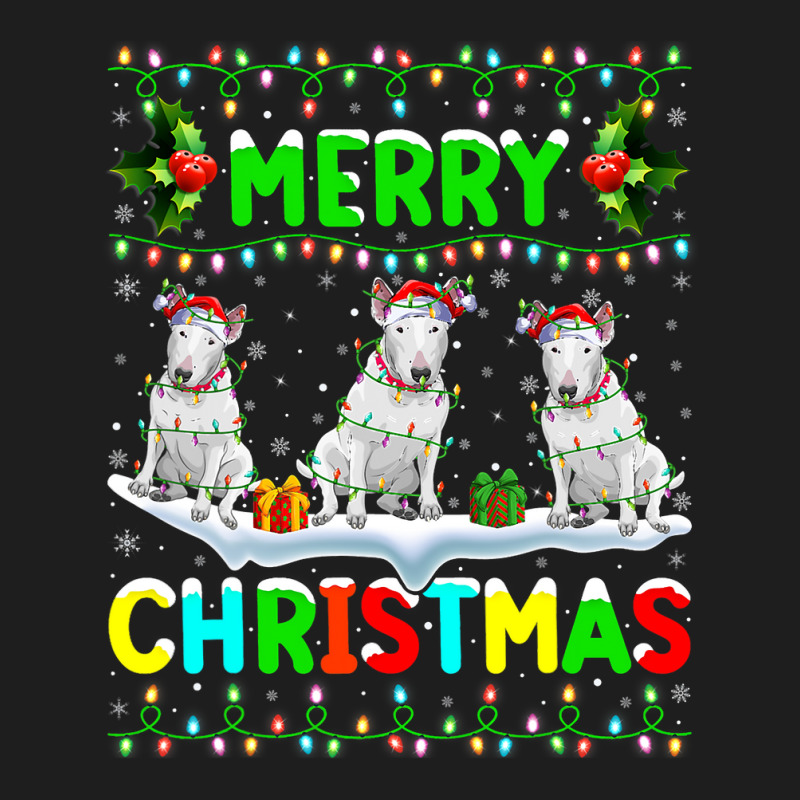 Xmas Lighting Santa Hat Merry Christmas Bull Terri Classic T-shirt | Artistshot