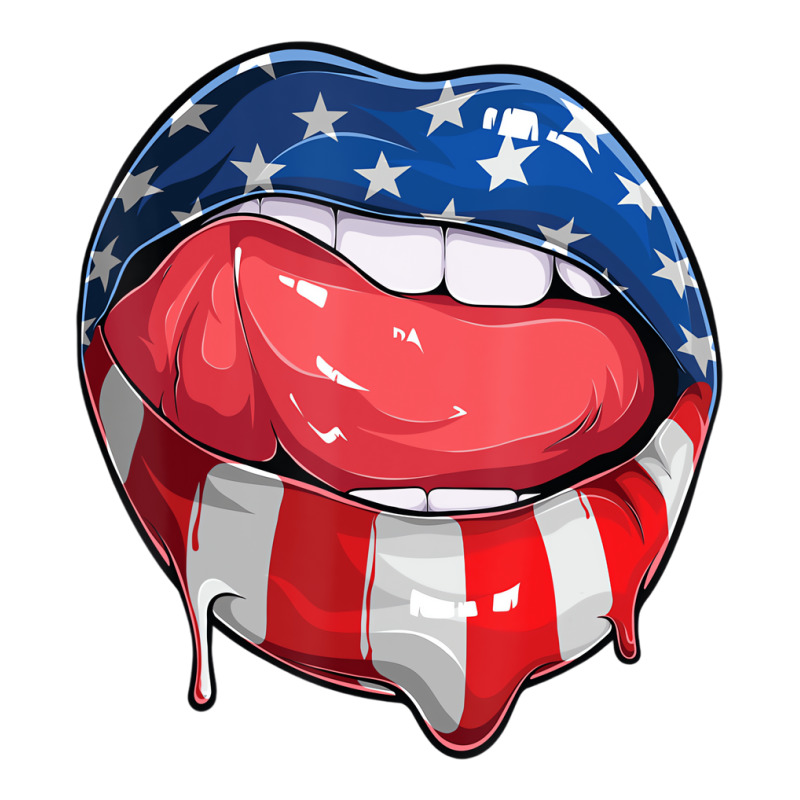 Usa Flag Dripping Lips 4th Of July Patriotic Ameri Unisex Hoodie | Artistshot