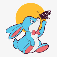 Cute Blue Bunny Playing With A Butterfly Ladies Fitted T-shirt | Artistshot