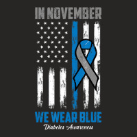 In November We Wear Blue Usa Flag Diabetes Awarene Ladies Fitted T-shirt | Artistshot