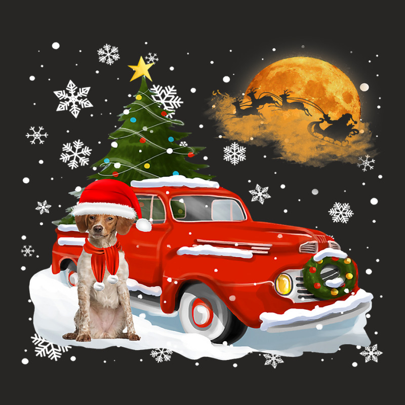 Brittany Vintage Wagon Red Truck Christmas Tree Pa Ladies Fitted T-Shirt by AURRADILLARD | Artistshot