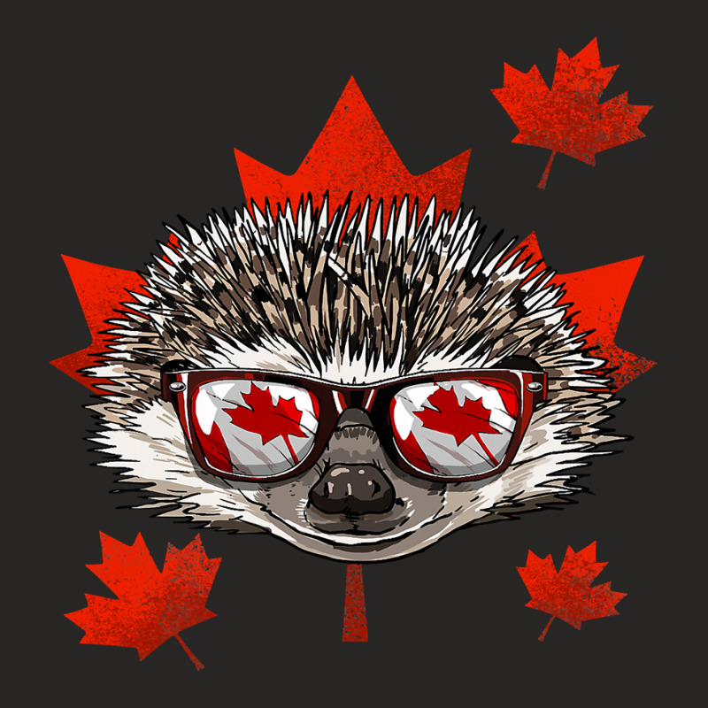 Canadian Hedgehog Maple Leaf Patriotic Canada Flag Ladies Fitted T-Shirt by AURRADILLARD | Artistshot