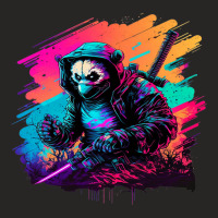 Hooded Masked Panda Ninja Graphic Retro Steampunk  Ladies Fitted T-shirt | Artistshot