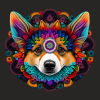 Corgi Dog Face Colorful Mandala Rainbow Yoga Patte Ladies Fitted T-shirt | Artistshot