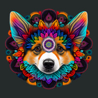 Corgi Dog Face Colorful Mandala Rainbow Yoga Patte Women's Triblend Scoop T-shirt | Artistshot