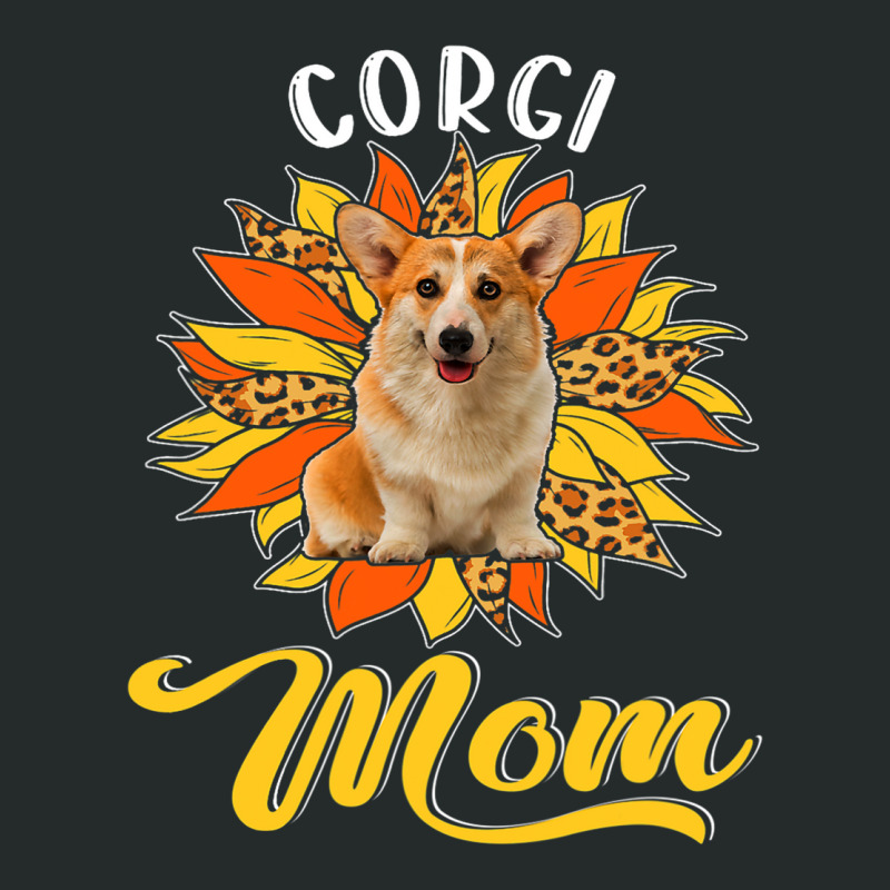 Corgi Mom Leopard Sunflower Dog Lover Happy Mother Women's Triblend Scoop T-shirt by DEBORAHBOURSSIQUOT | Artistshot