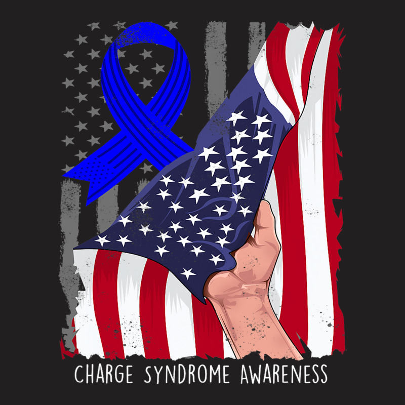 Charge Syndrome Shirt Awareness American Flag Blue T-Shirt by AURRADILLARD | Artistshot