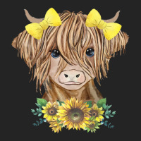 Cow Sunflower Messy Bun Cow Girl Floral Heifer Far 3/4 Sleeve Shirt | Artistshot