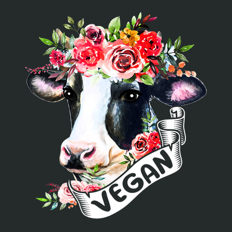 Funny Vegan Flower Cow Vegetarian Lovers Animals C Women's Triblend Scoop T-shirt by kerrmanthez | Artistshot