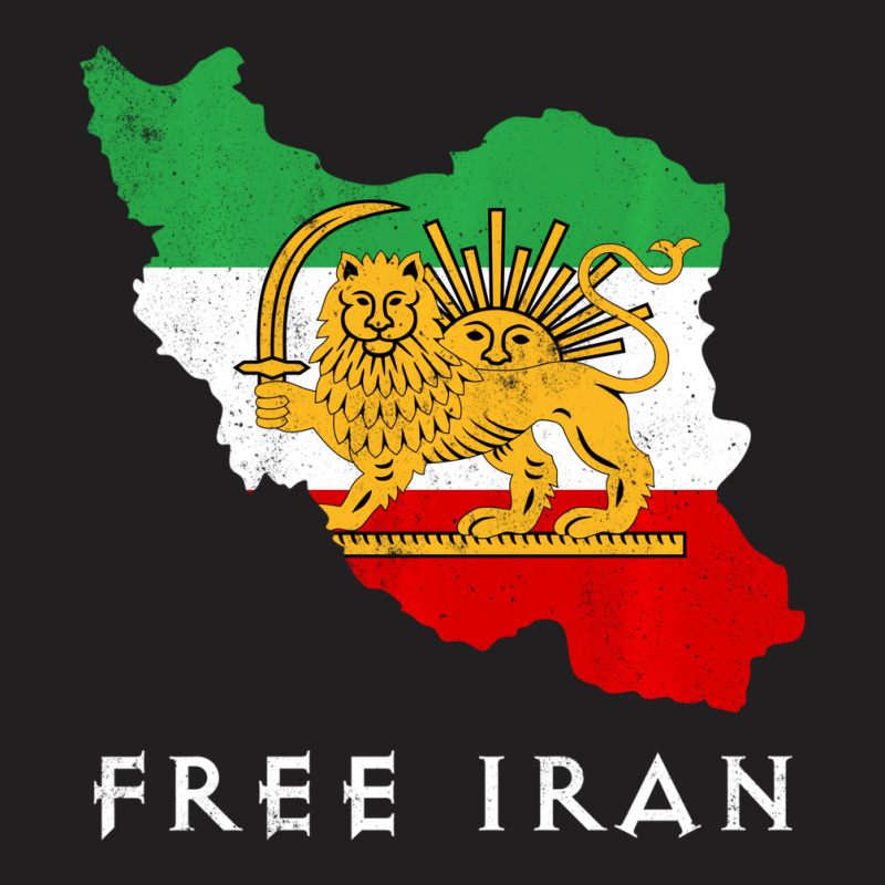 Iran Flag Map Lion Sun Sword Free Iran Support Wom T-shirt | Artistshot