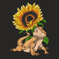 Lizard Reptile Sunflower Pet Owner Floral Bearded  Ladies Fitted T-shirt | Artistshot