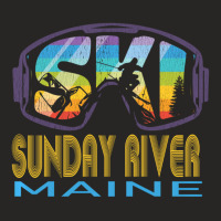 Ski Sunday River Maine Skiing Vacation Pullover Ho Ladies Fitted T-shirt | Artistshot