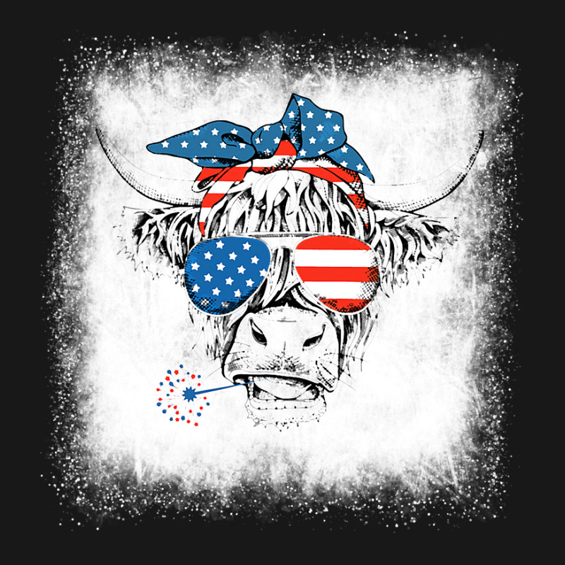 Bleached Highland Cow American Flag Patriotic 4th  Flannel Shirt | Artistshot