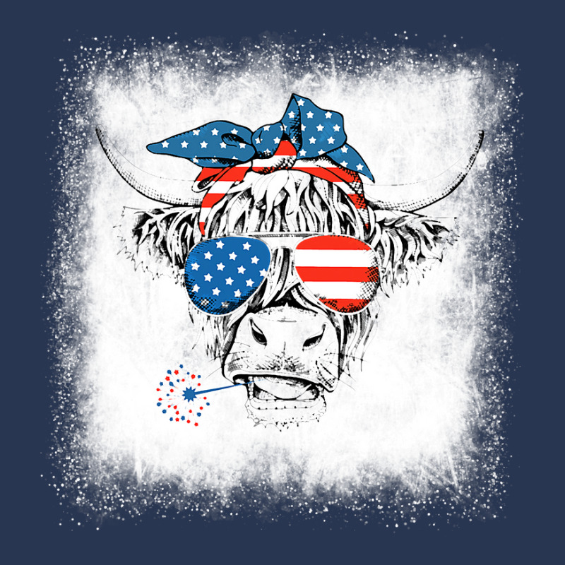 Bleached Highland Cow American Flag Patriotic 4th  Men Denim Jacket | Artistshot