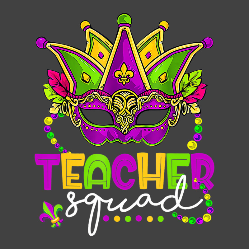 Mardi Gras Teacher Squad Funny Carnival Mask Beads Vintage T-Shirt by imelde | Artistshot