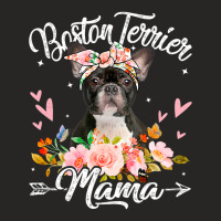 Cute Boston Terrier Mama Dog Mom Flowers Mothers D Ladies Fitted T-shirt | Artistshot