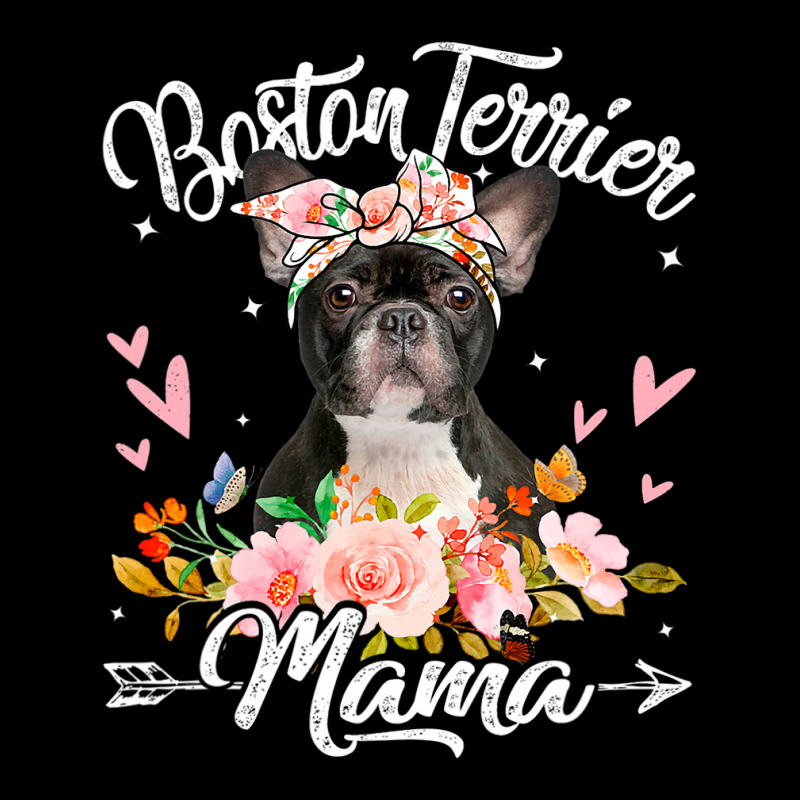 Cute Boston Terrier Mama Dog Mom Flowers Mothers D Cropped Hoodie by whoretacarpal | Artistshot