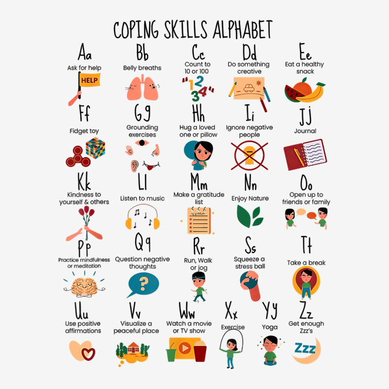 Coping Skills Alphabet School Counselor Mental Hea Metal Print Vertical | Artistshot