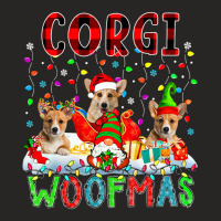 Corgi Xmas Woof Santa Reindeer Elf Corgis With Gno Ladies Fitted T-shirt | Artistshot