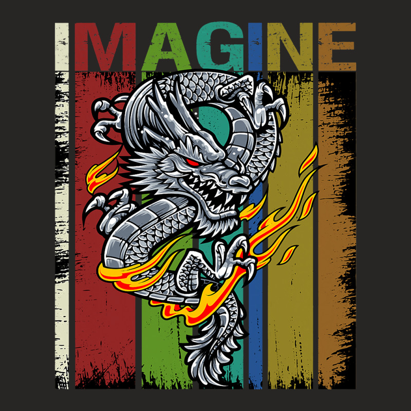 Imagine Fantastic Dragon Vintage Cool Art Ladies Fitted T-Shirt by kerrmanthez | Artistshot