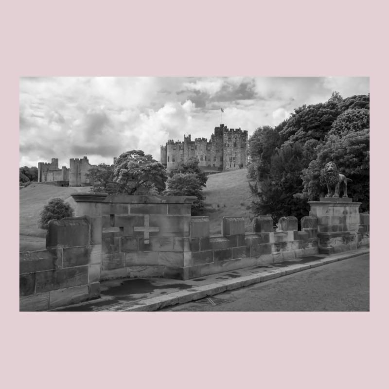 Alnwick Castle In Black And White 2 Ladies Fitted T-Shirt by brodyjeunep | Artistshot