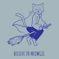 Believe In Magic Pun With Flying Witch Cat Unisex Sherpa-lined Denim Jacket | Artistshot