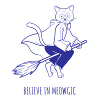 Believe In Magic Pun With Flying Witch Cat V-neck Tee | Artistshot