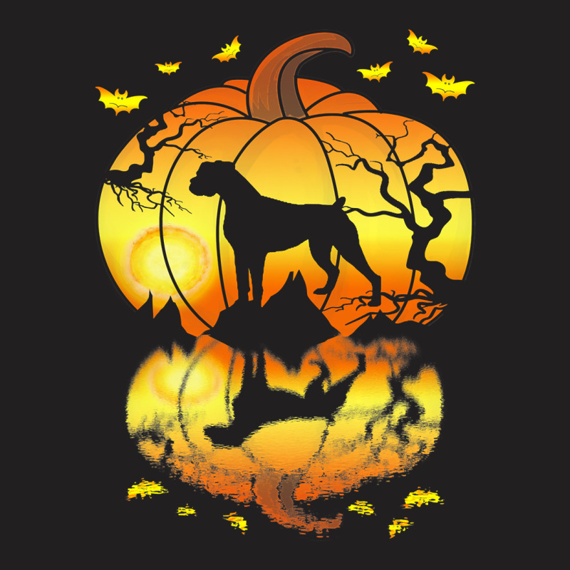 Boxer Dog Water Reflection In A Pumpkin Halloween  T-shirt | Artistshot