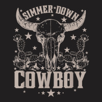 Simmer Down Cowboy Cowgirl, Western Cow Skull T-shirt | Artistshot