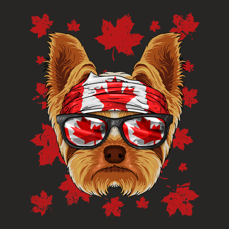 Canadian Yorkshire Terrier Patriotic Canada Flag M Ladies Fitted T-Shirt by whoretacarpal | Artistshot