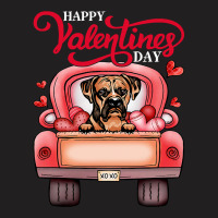Boxer Red Truck Happy Valentines Day Boxer Dog Hea T-shirt | Artistshot