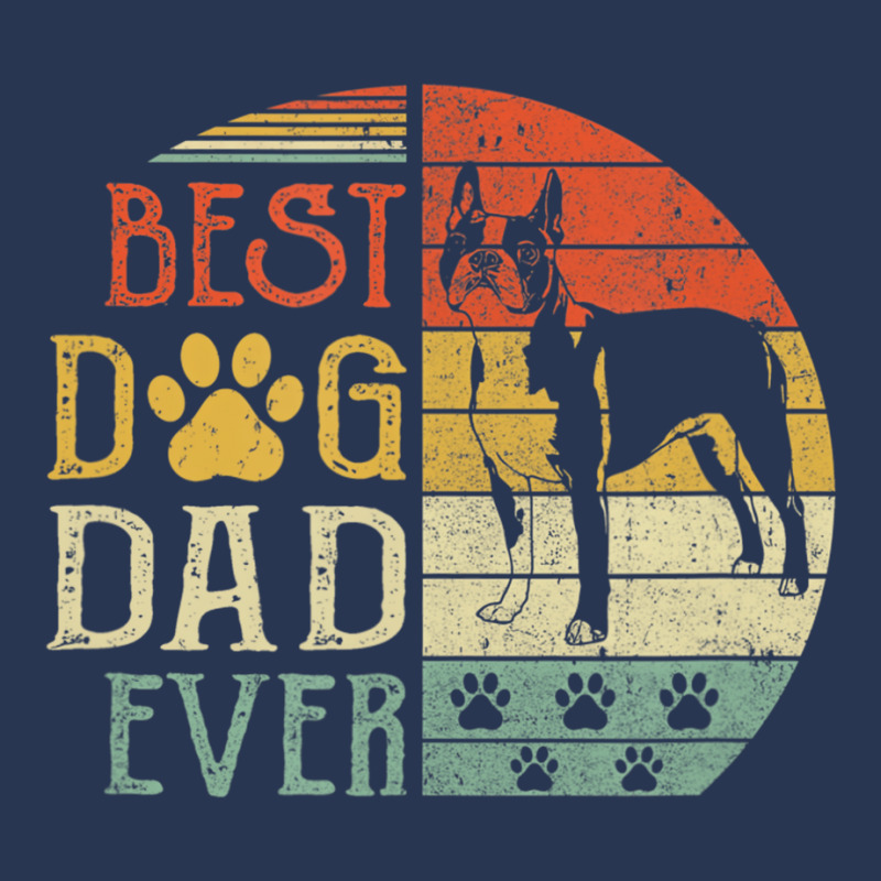 Boston Terrier Best Dog Dad Ever Vintage Father's Ladies Denim Jacket by ravand | Artistshot