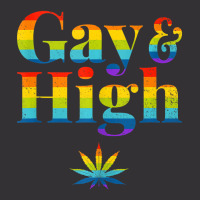 Gay & High Funny Marijuana Lgbt Pride Weed Stoner Vintage Hoodie And Short Set | Artistshot