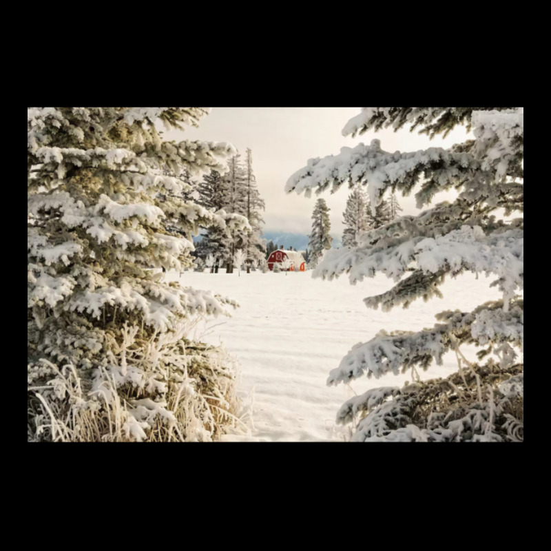 Classic Red Barn And Snow Scene Adjustable Cap by sekelneald | Artistshot