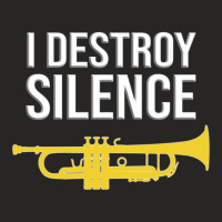 Trumpet - I Destroy Silence - Funny Trumpet Gift Ladies Fitted T-shirt | Artistshot