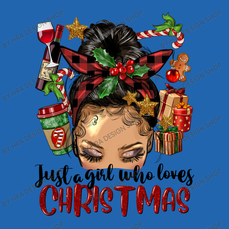 Just A Girl Who Loves Christmas Afro Messy Bun Lig Pocket T-shirt | Artistshot