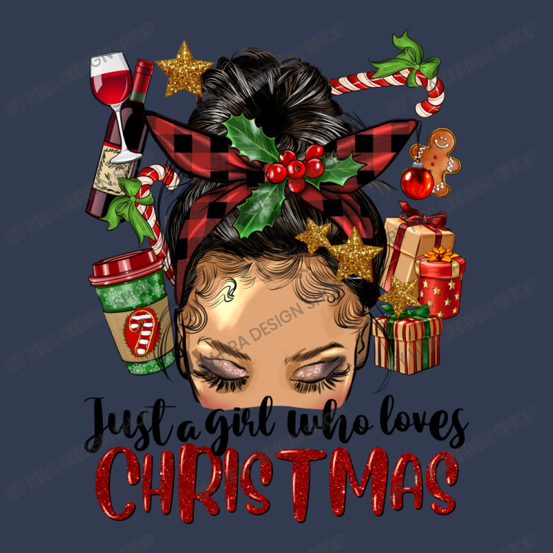 Just A Girl Who Loves Christmas Afro Messy Bun Lig V-neck Tee | Artistshot