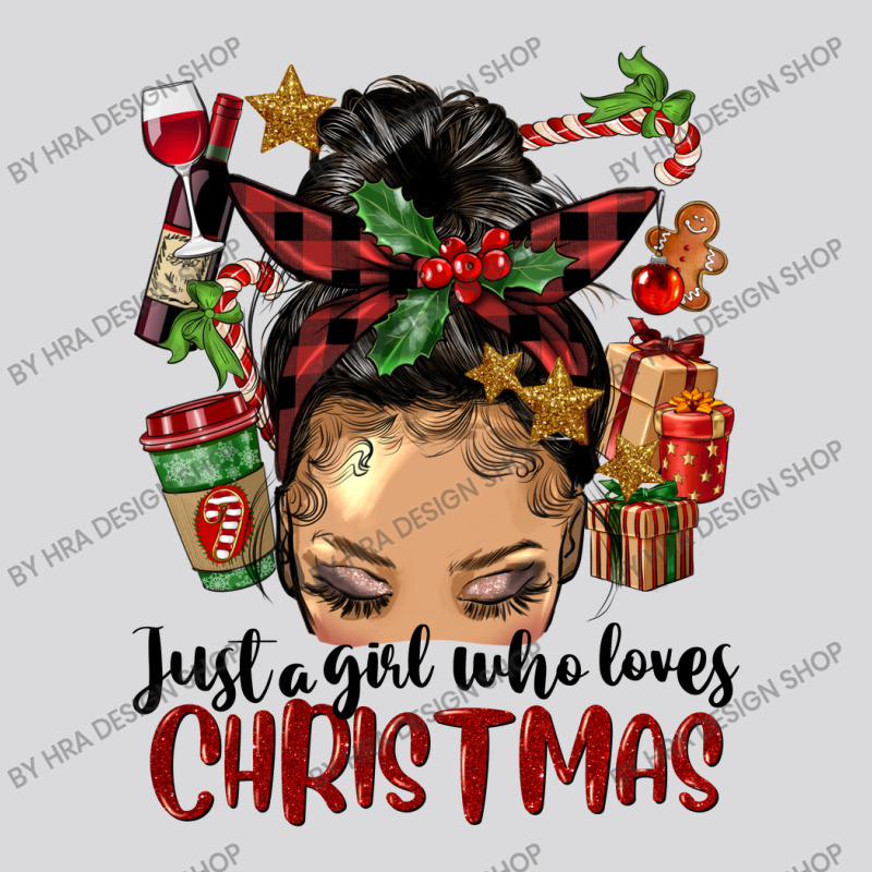 Just A Girl Who Loves Christmas Afro Messy Bun Lig Women's Triblend Scoop T-shirt | Artistshot