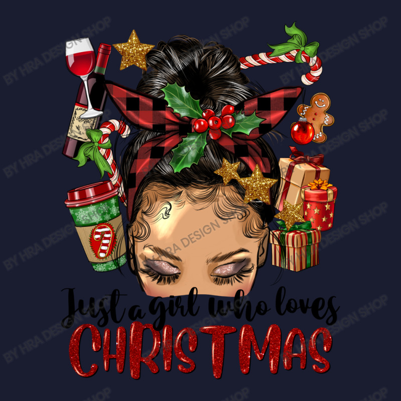 Just A Girl Who Loves Christmas Afro Messy Bun Lig Women's V-neck T-shirt | Artistshot