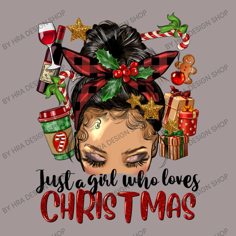 Just A Girl Who Loves Christmas Afro Messy Bun Lig Vintage Hoodie | Artistshot