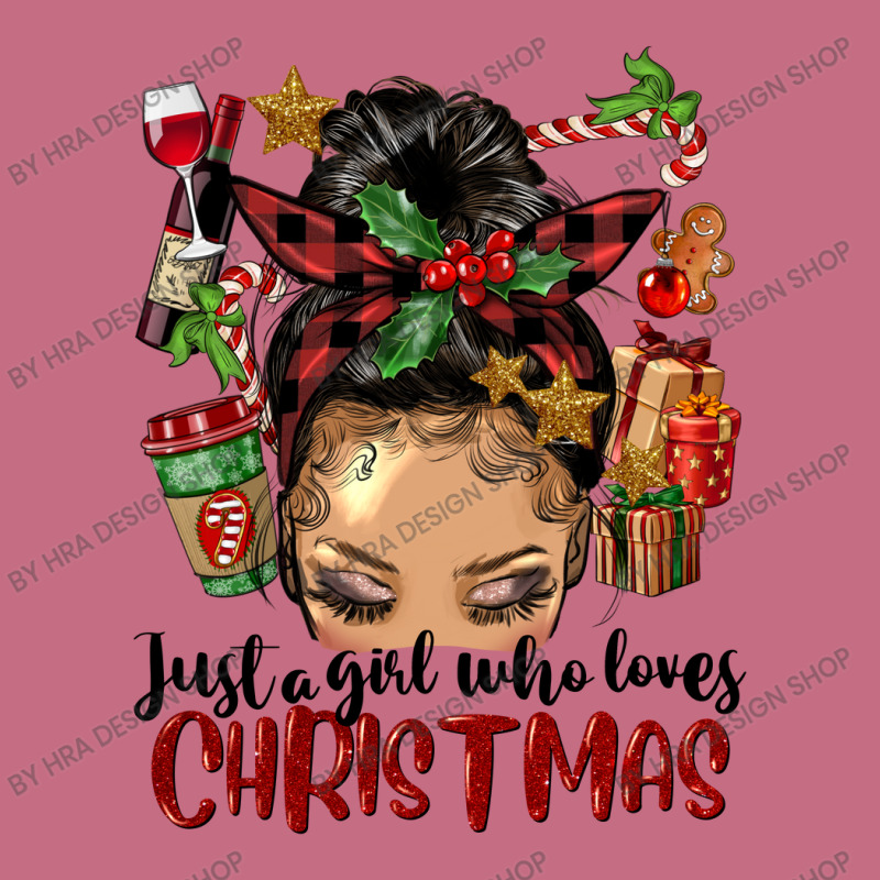 Just A Girl Who Loves Christmas Afro Messy Bun Lig Lightweight Hoodie | Artistshot