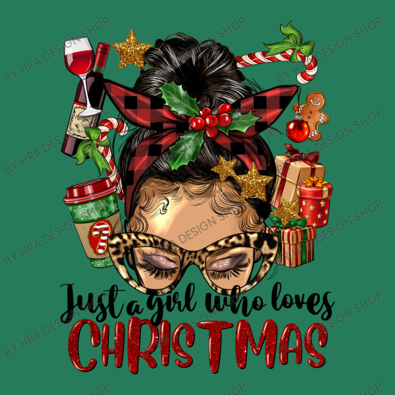 Just A Girl Who Loves Christmas Afro Messy Bun Lig T-shirt | Artistshot