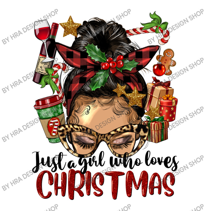 Just A Girl Who Loves Christmas Afro Messy Bun Lig Unisex Hoodie | Artistshot