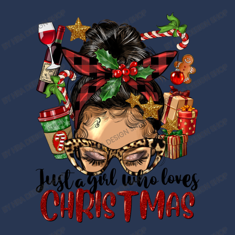 Just A Girl Who Loves Christmas Afro Messy Bun Lig Men Denim Jacket | Artistshot