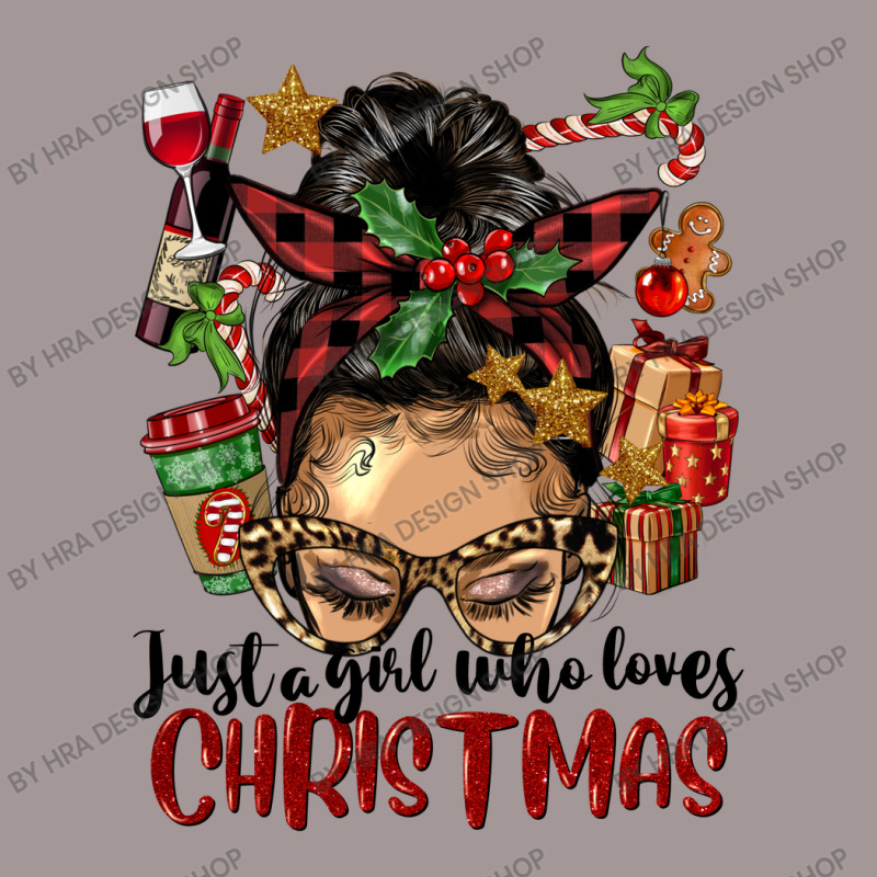 Just A Girl Who Loves Christmas Afro Messy Bun Lig Vintage Short | Artistshot